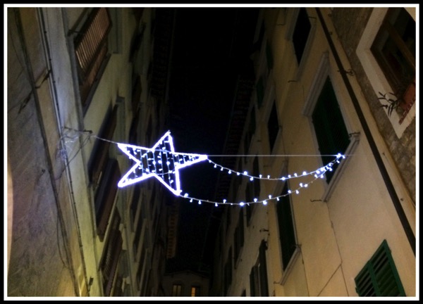 A twinckling star street decoration in Florence
