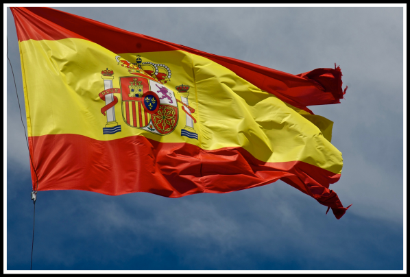 Spanish flag blowing in the wind