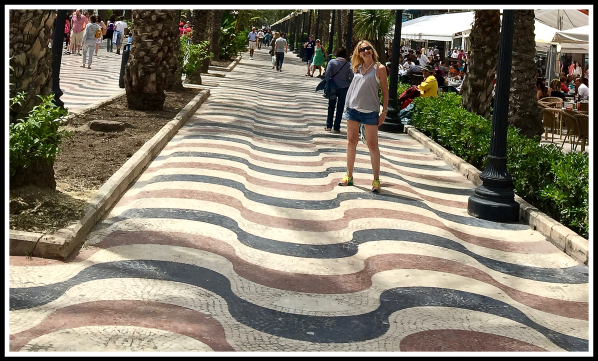 Sarah on the Alicante palm tree art path