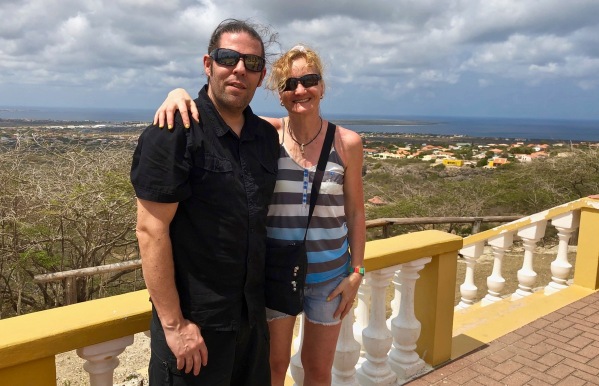 Sarah & i overlooking the island of Bonaire